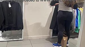 a voyeur spots a round latina booty in see-thru leggings