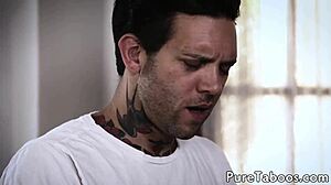 Beautiful Tattooed Small-Tit Stepsis Bent Over for Deepthroat and Doggystyle with Stepbro's Cock in Close-Up