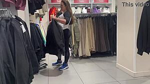 a voyeur spots a round latina booty in see-thru leggings