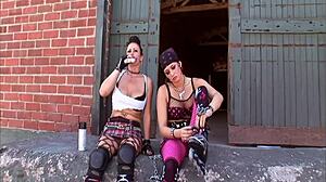 Pretty brunette Latina Samira sucks stiff cock before anal fucking