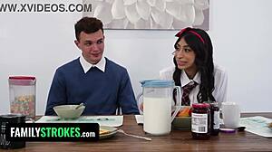 Caught honor student girlfriend sneaking a quick fuck