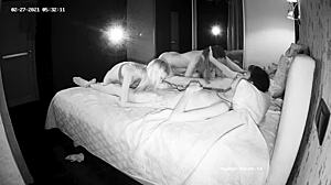 Two amateur girls engage in group hardcore action with young males