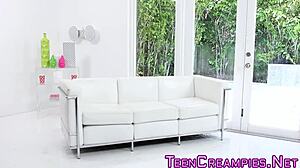 Blonde teen 18+ cunt spills creampie