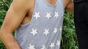 I sucked the farmer in the ration field while his friend filmed