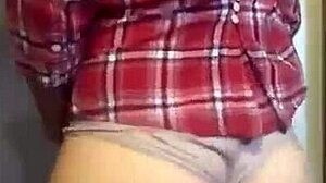 petite milf teases with panties and plump ass in family setting