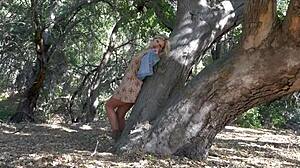 Beautiful Blonde Scarlet Red In Lingerie Deepthroats Monster Cock And Cums Hard Outdoors