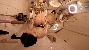 Femdom in shower close-up