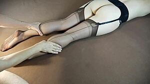 Horny Milf Gets Soles Massaged in Sexy Stockings