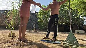 Colombian wife gets rough outdoor fuck by huge cock