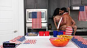 sneaky milf swallows something big at the cookout, her wet pussy excited