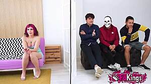 Young Mei takes on 3 rookie dudes! She's teaching them a lesson!