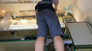 Super Sexy Slim 18+ Chick in Pear Thongs Working Outdoors