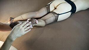 Horny Milf Gets Soles Massaged in Sexy Stockings