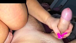 Bold mother-in-law gives footjob for cum inside