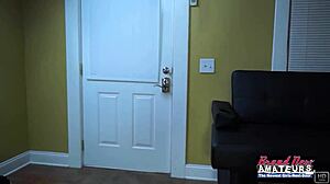 Reagan Strips Off and Deepthroats Hard Cock!