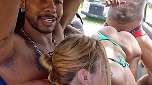 Intense Interracial Threesome with Latina Teens in Public