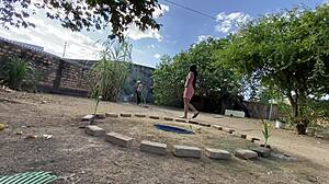 Colombian wife gets rough outdoor fuck by huge cock