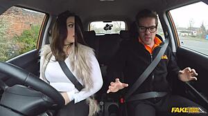 curvy brunette craves cock in her wet pussy during fake driving lesson. she’s a busty milf who can’t wait for more action.