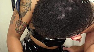 Stunning black goth Annie Verse gets her makeup fucked off by big cock