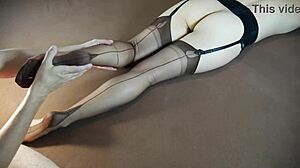 Horny Milf Gets Soles Massaged in Sexy Stockings