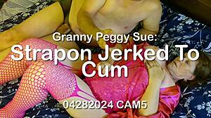Granny Peggy Sue Uses Strapon To Jerk Off To Cum In Reality Scene