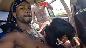 Intense Interracial Threesome with Latina Teens in Public