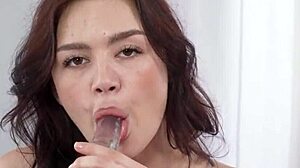 I solo hot brunette eva murkovsky masturbate with glass dildo