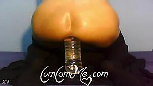 hot big ass girl rides bottle in webcam cumshot