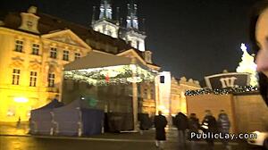 European brunette amateur banged publicly