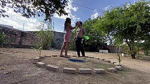 Colombian wife gets rough outdoor fuck by huge cock