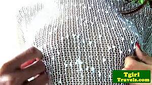 Cambodian Ladyboy Nit Teases Pierced Body in Solo Anal Play