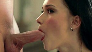 Lovely brunette sucks and blows the cock so lively