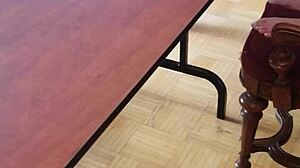 Femdom Stomps Cum Out of Slave's Cock with Barefoot Feet