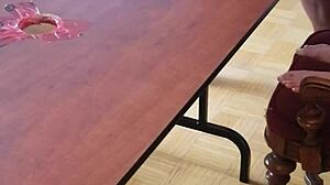 Femdom Stomps Cum Out of Slave's Cock with Barefoot Feet