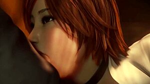 asuka kazama in wild threesome with deepthroat and cum