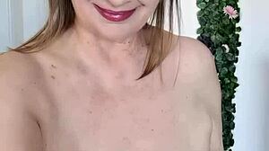 stepmother teases stepson with huge natural tits in lingerie