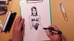 i drawed a hot sexy girl in latex with quick sketch markers