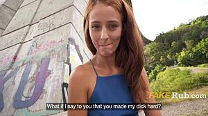 In this public interview, the shy Czech girl forgot her wallet and panties, leading to sex for cash with blowjob and fucking