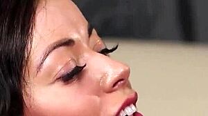 Slutty Model Receives Bukkake Cum Load On Her Face And Gulps It All