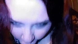 BBW milf sucks cock with big tits on display.