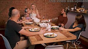 Woody, Violet Devine, Trixie Monroe, and Nova Leo go wild with wet pussy face fucking and squirting in stockings.