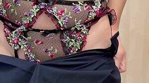 serious uniform japanese girl in embarrassing panties gets clit bell and anal training