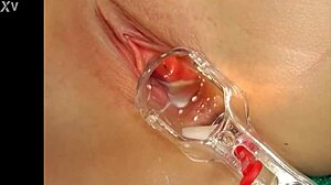 hey, wanna see this sexy blonde babe squirt with a speculum?
