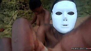 Young couple's wet beach sex with tight pussy