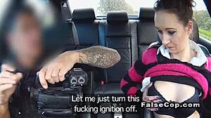 uhh, tattooed babe gettin' it on in police car... public, ya know!