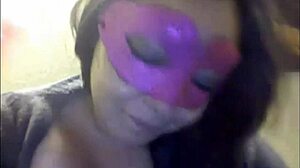 this bbw babe plays with her toy while sucking on it