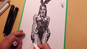 i drawed a hot sexy girl in latex with quick sketch markers