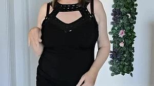 stepmother teases stepson with huge natural tits in lingerie