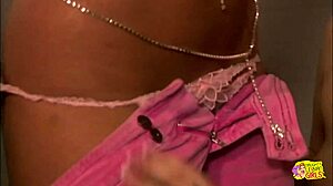 Blonde lesbian lover stuffs skinny girl's tight cunt with long dildo until she cums.