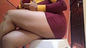 caught masturbating while eating forbidden fruit, moaning with fingers